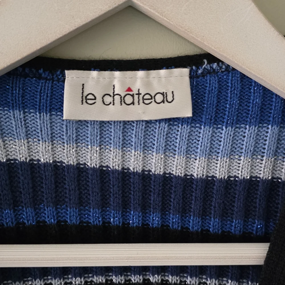 Le Chateau M Vintage Y2K Eclectic Coquette Striped Ribbed Knit Cardigan - Picture 3 of 12